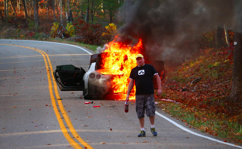 Tim Price, who was nearby, also tried extinguishing the fire. Photo: 129Photos.com